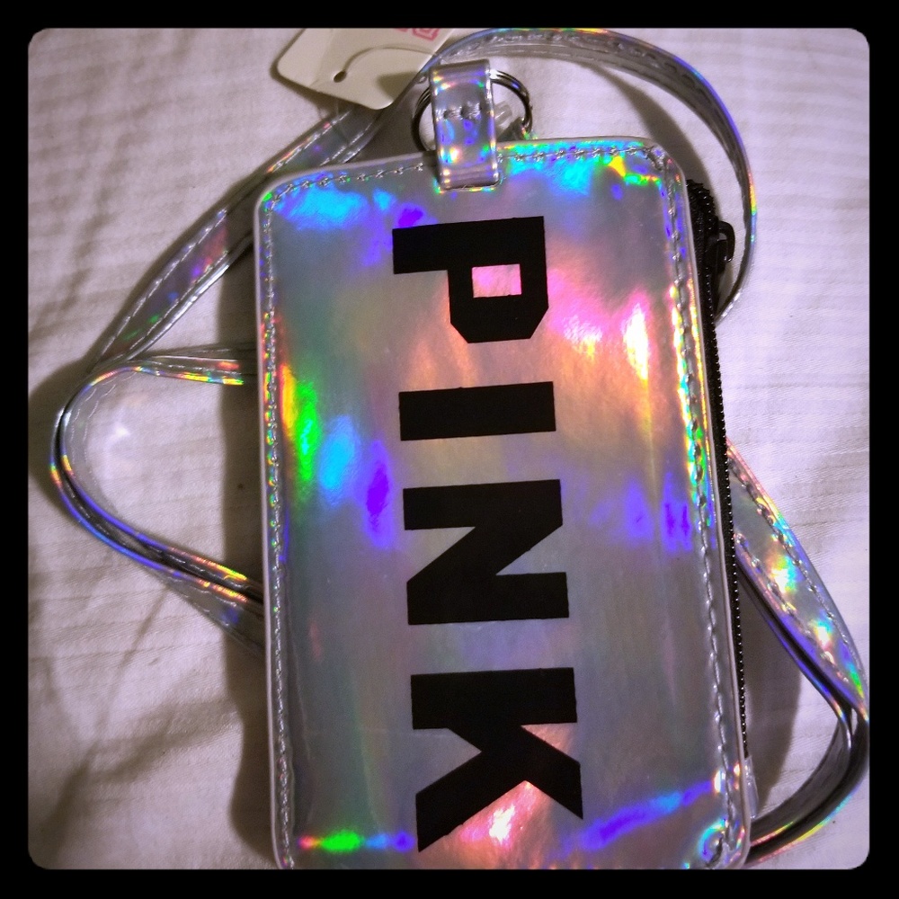 PINK Victoria secret ID credit card coin lanyard